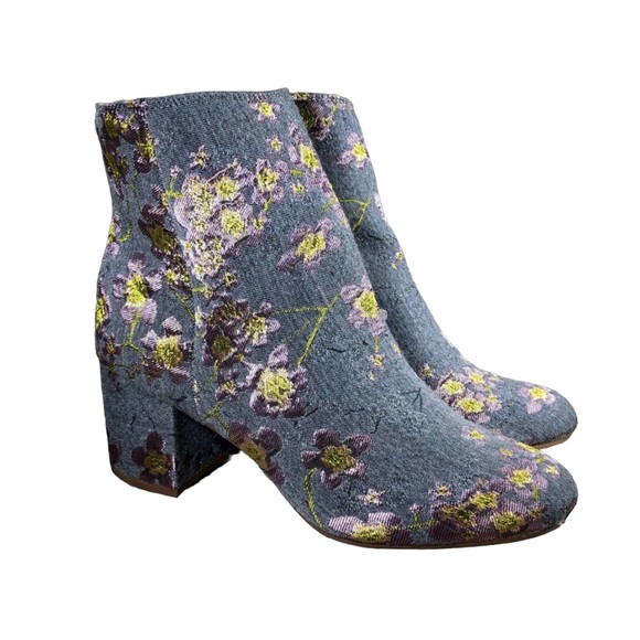 Zigi Soho Nydia Pink Floral & Gray Ankle Boots Booties Size 8 Heel height 2.5" - Picture 4 of 7